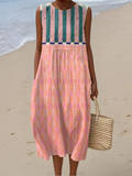 Lily™ Gestreepte pastelkleurige midi-jurk