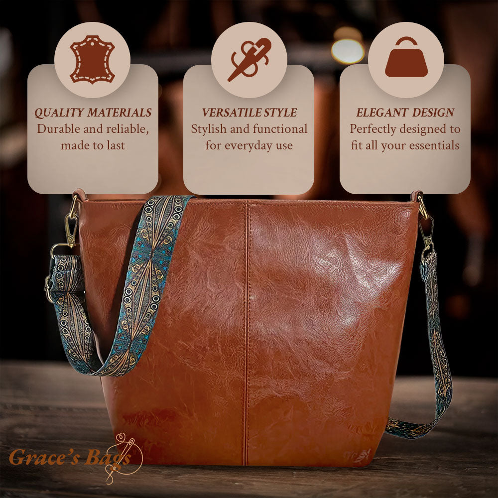 Elena's vintage charme | Elegante vintage leren schoudertas
