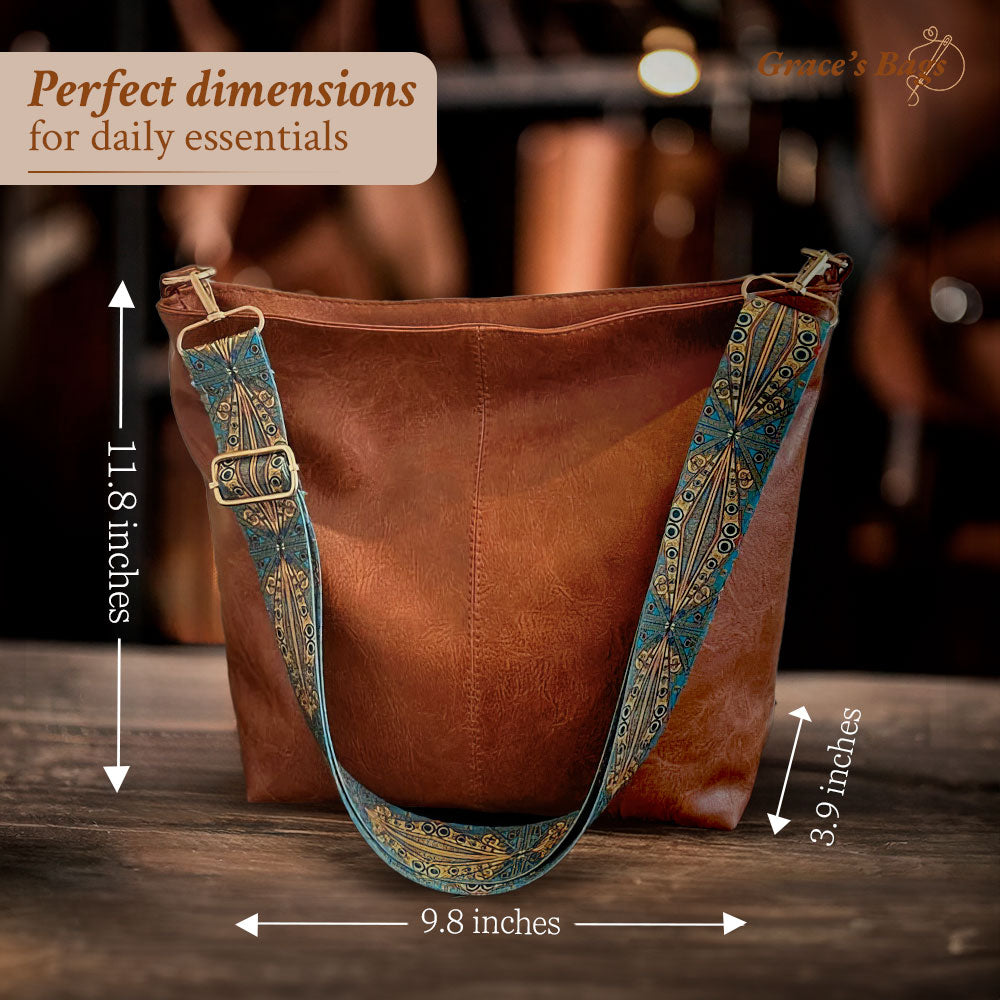 Elena's vintage charme | Elegante vintage leren schoudertas