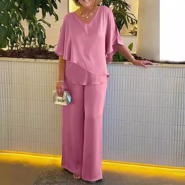 Martha - Comfortabele set met wijde pijpen