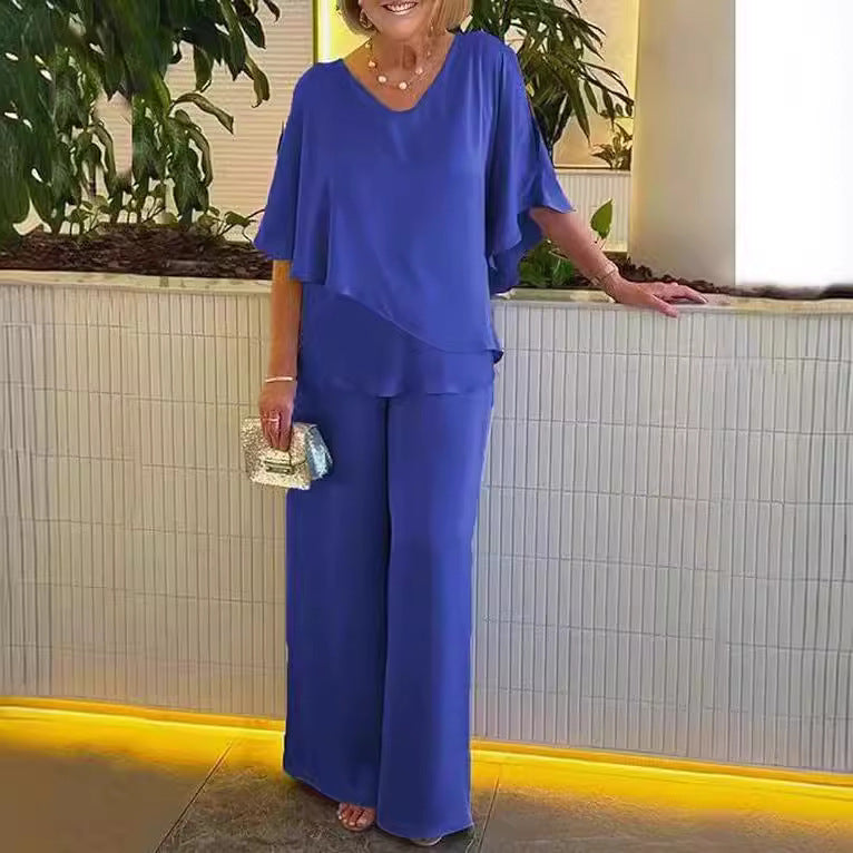 Martha - Comfortabele set met wijde pijpen