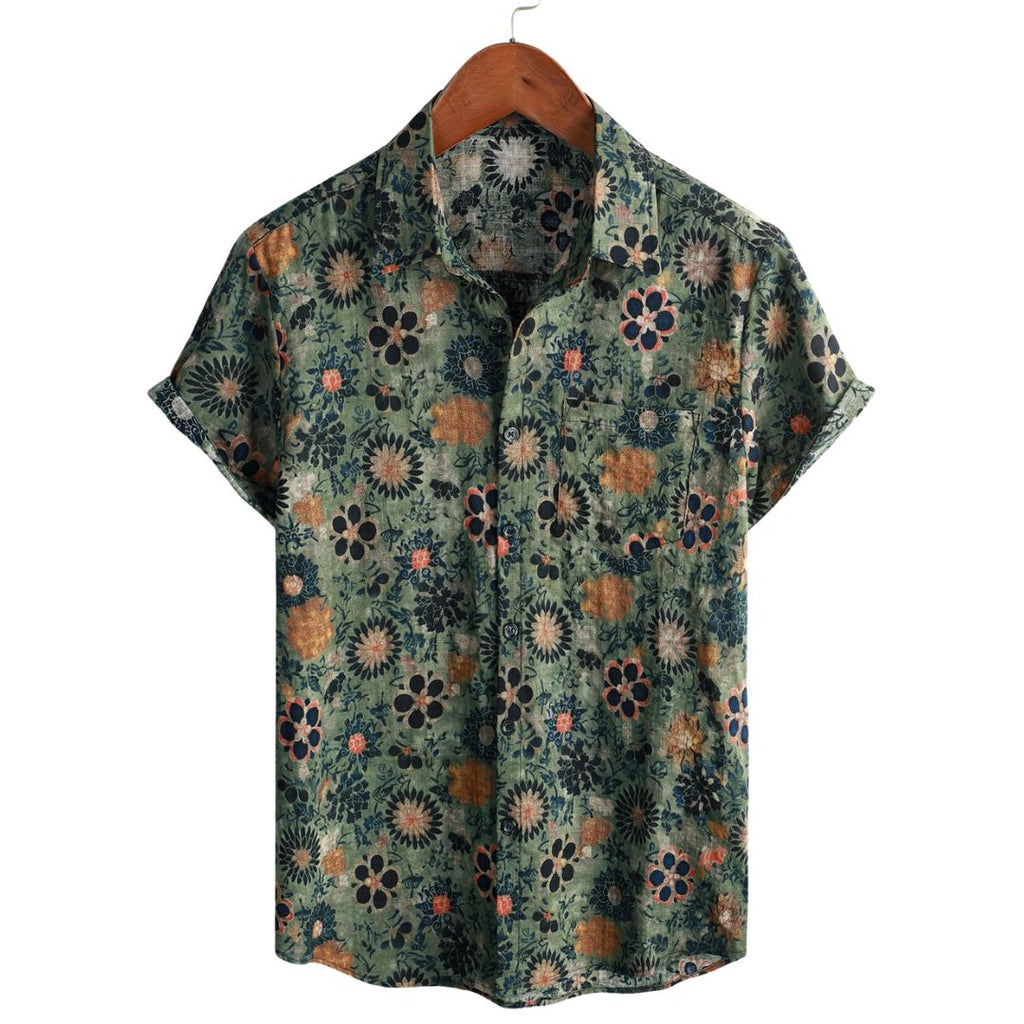 Katoenen Hawaii Overhemd met Korte Mouwen