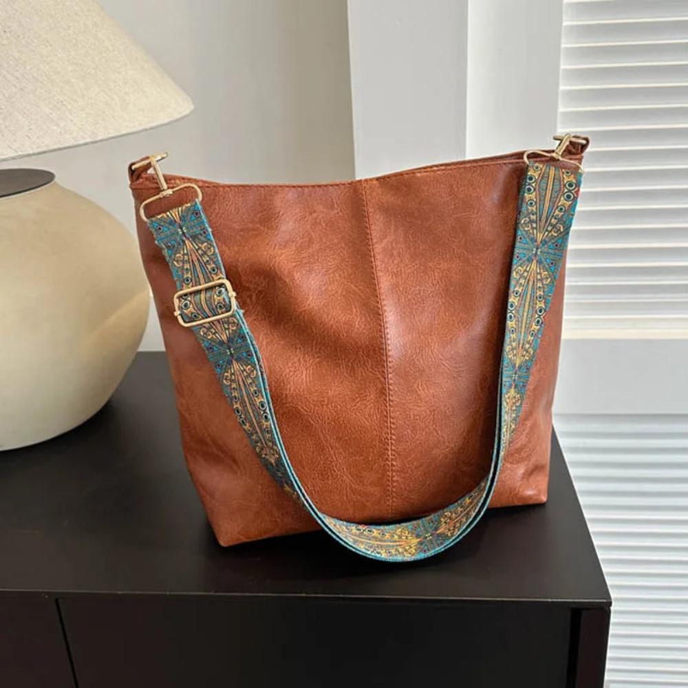 Elena's vintage charme | Elegante vintage leren schoudertas