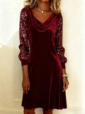 Aubrey | Fluwelen jurk met glittermouwen