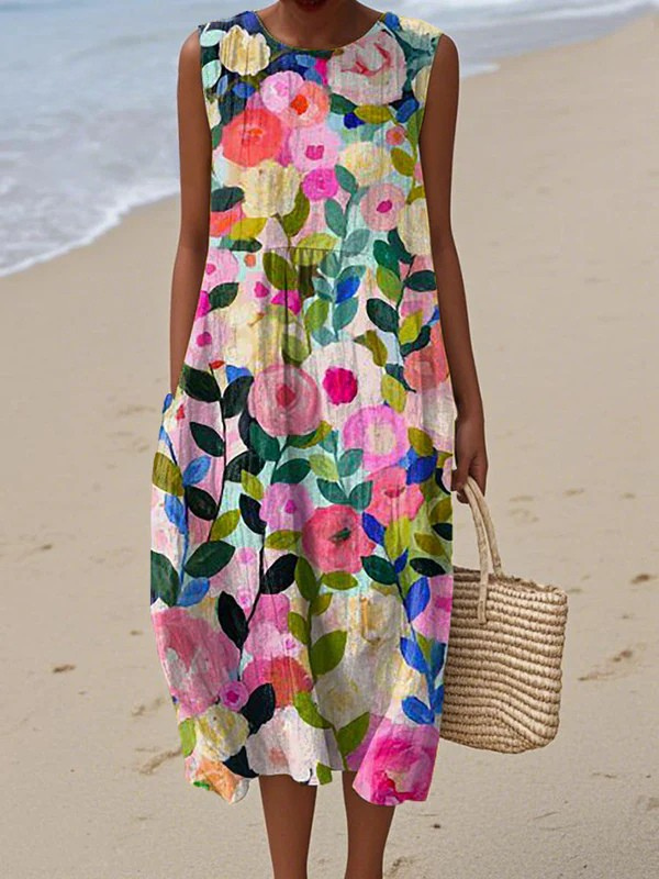Ava™ Bloemen Midi Jurk