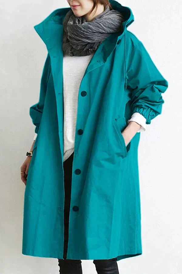 DORY | Oversized trenchcoat gecombineerd met hoodie