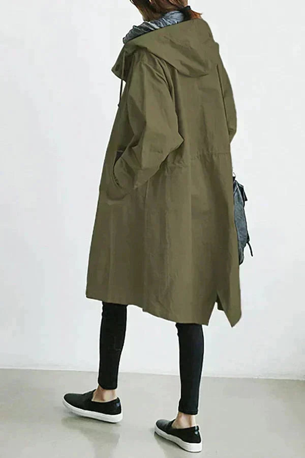 DORY | Oversized trenchcoat gecombineerd met hoodie