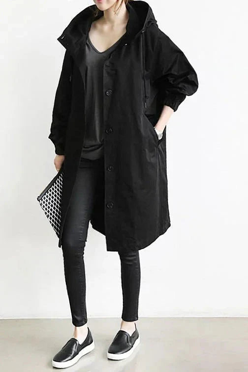 DORY | Oversized trenchcoat gecombineerd met hoodie