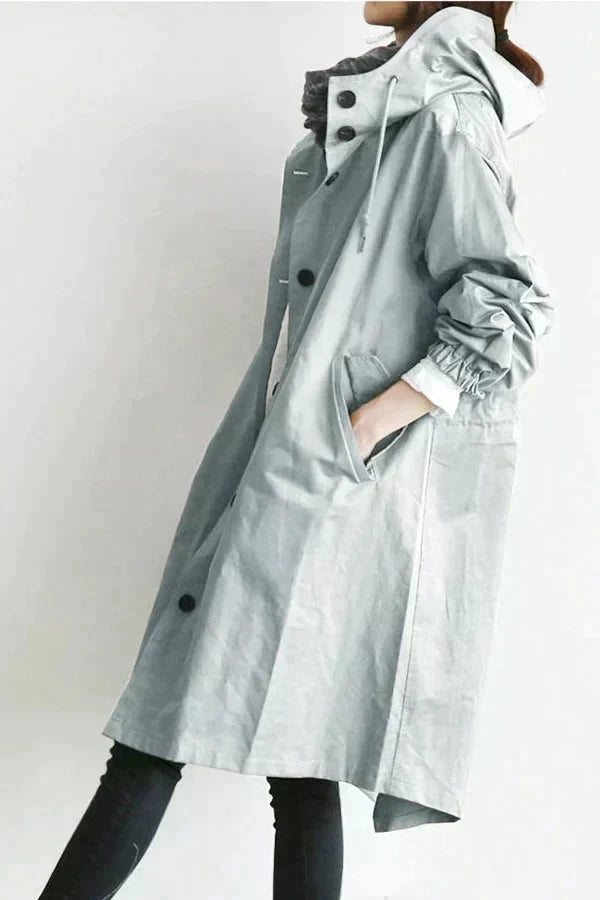 DORY | Oversized trenchcoat gecombineerd met hoodie