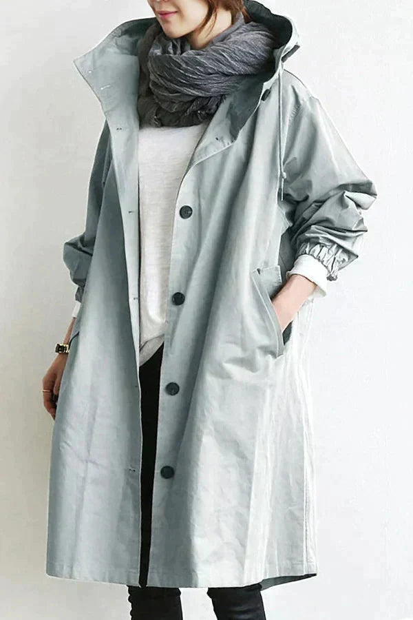 DORY | Oversized trenchcoat gecombineerd met hoodie