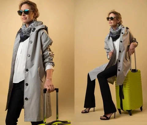 DORY | Oversized trenchcoat gecombineerd met hoodie
