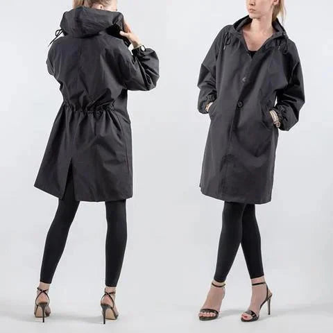 DORY | Oversized trenchcoat gecombineerd met hoodie
