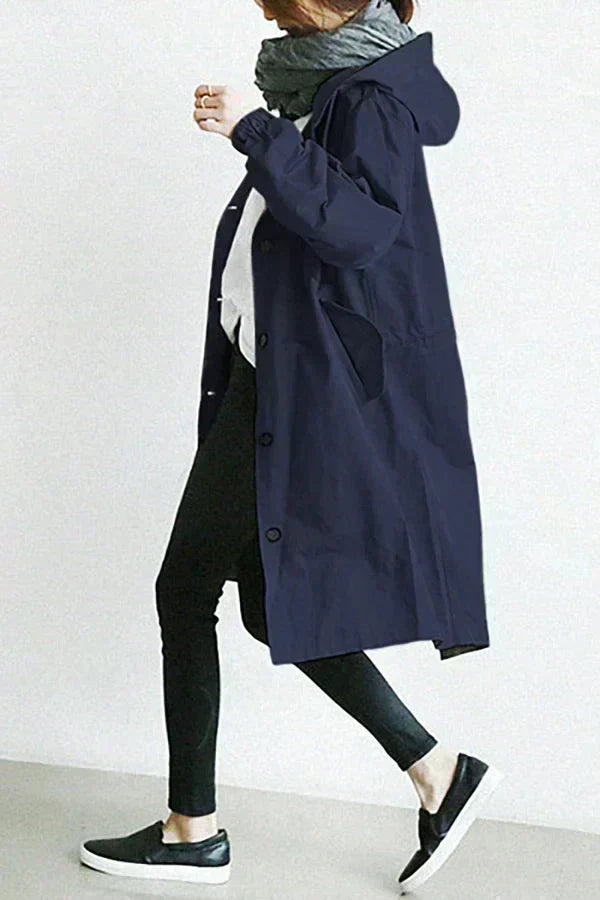 DORY | Oversized trenchcoat gecombineerd met hoodie