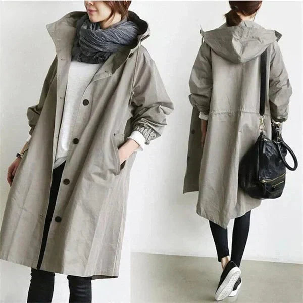 DORY | Oversized trenchcoat gecombineerd met hoodie