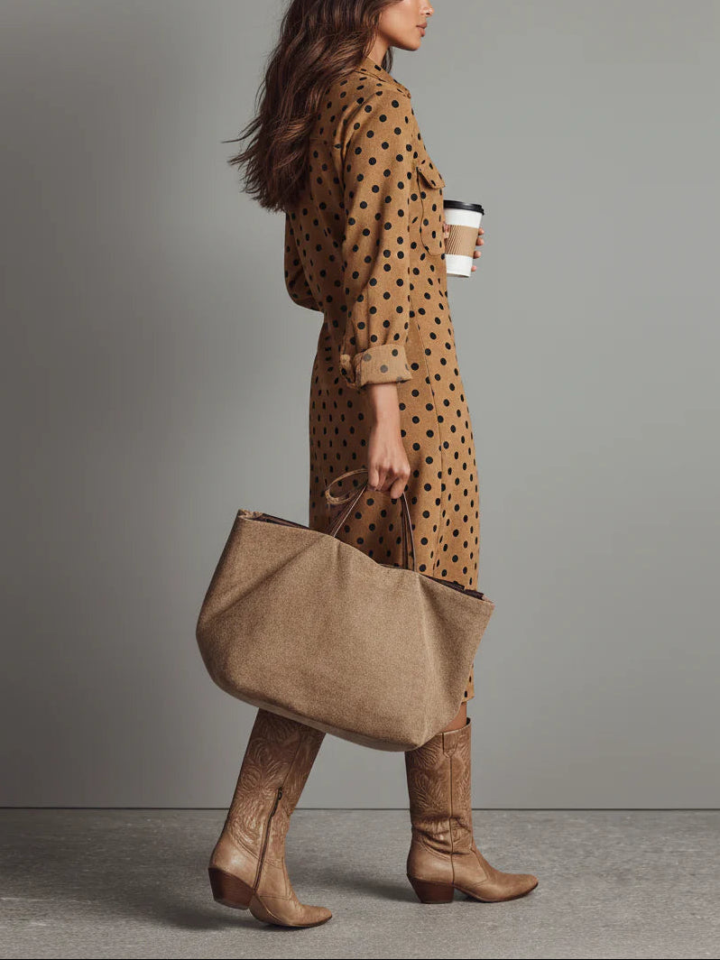 Claudia | Polka Dot Nepleer Midi-jurk