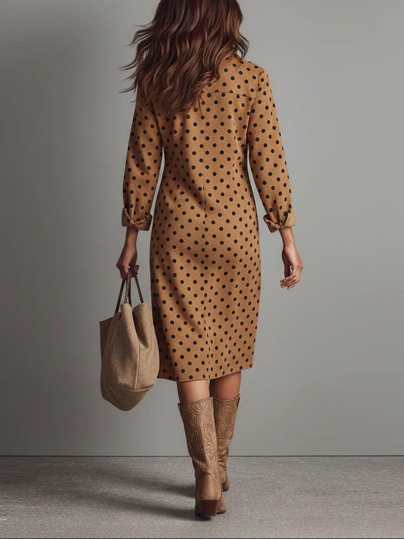 Claudia | Polka Dot Nepleer Midi-jurk