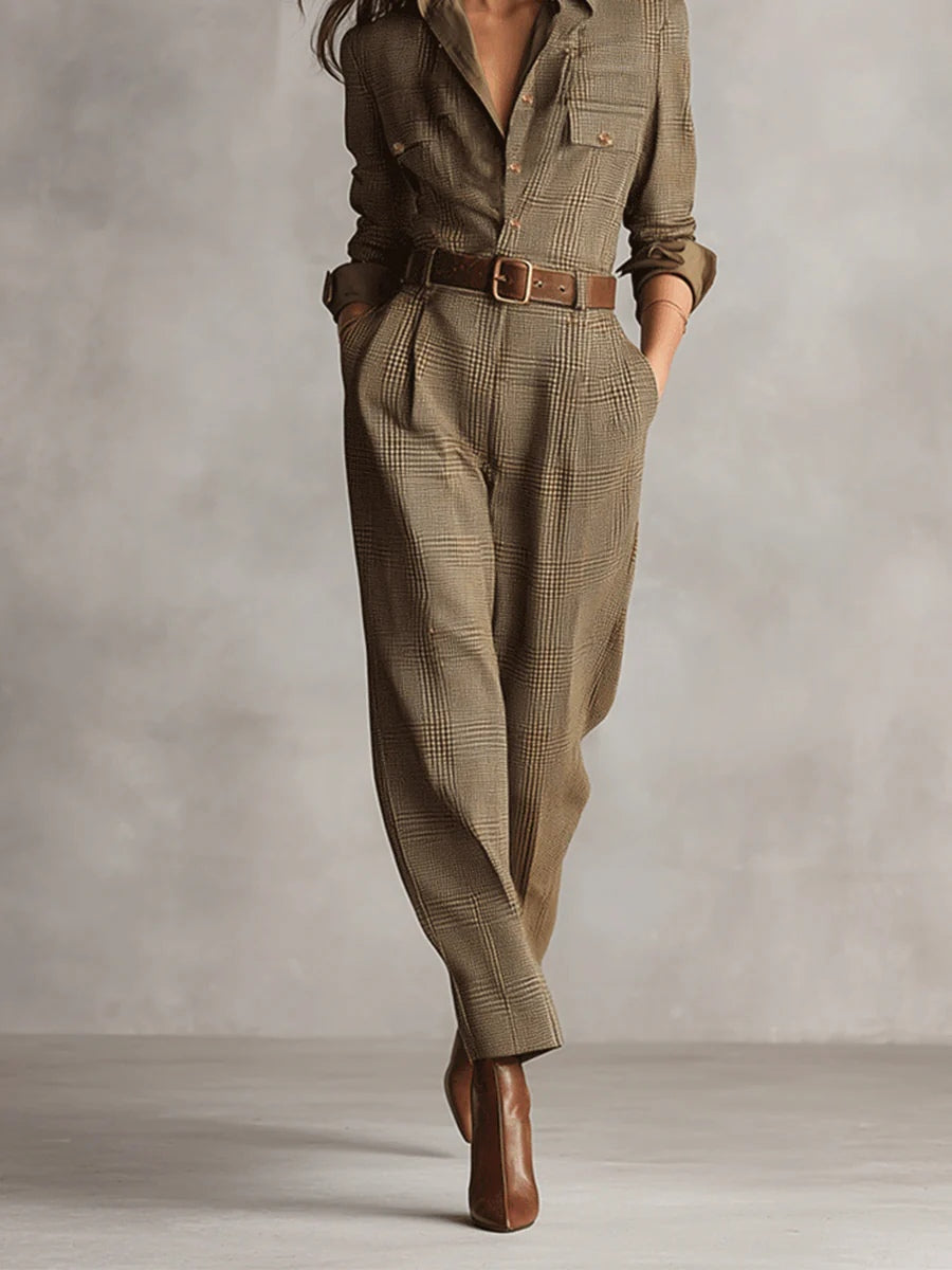 Corenne - Elegante Geruite Jumpsuit