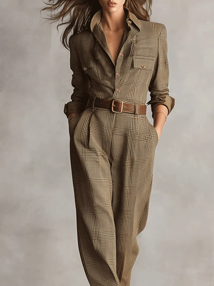 Corenne - Elegante Geruite Jumpsuit