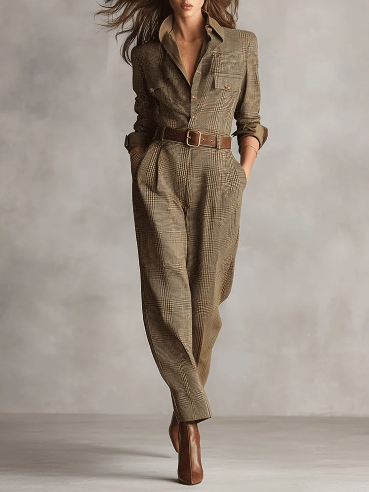 Corenne - Elegante Geruite Jumpsuit