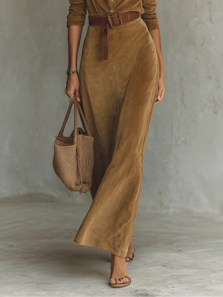 Célianne - Chic Suède Maxi Jurk