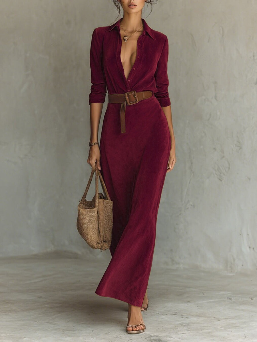 Célianne - Chic Suède Maxi Jurk