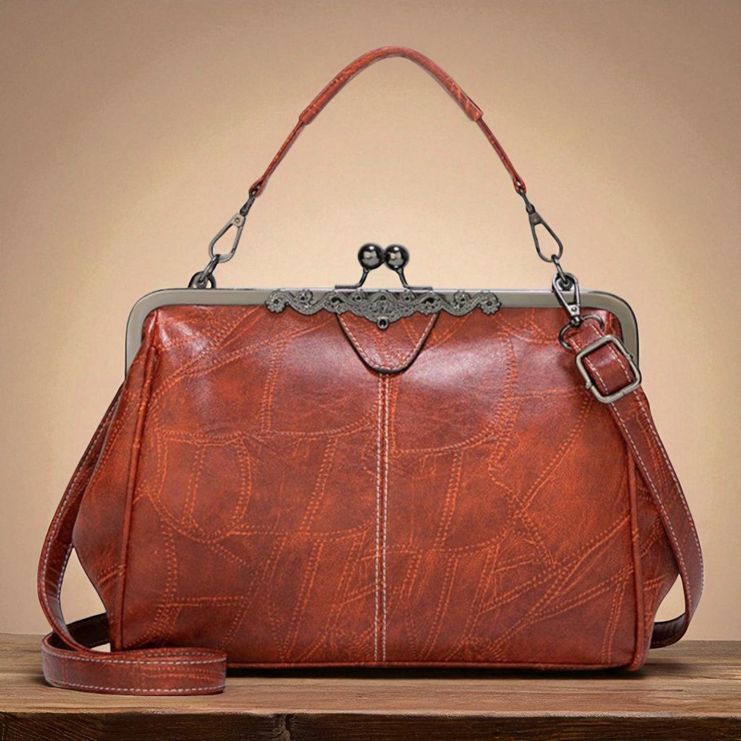 Vintage handtas met slot
