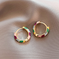 Elegante Oorbellen met Meerkleurige Emaille in Goud